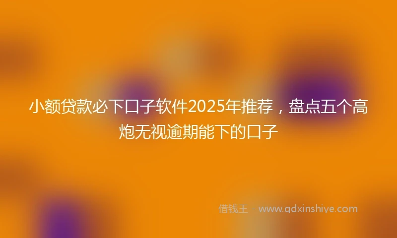 小额贷款必下口子软件2025年推荐，盘点五个高炮无视逾期能下的口子