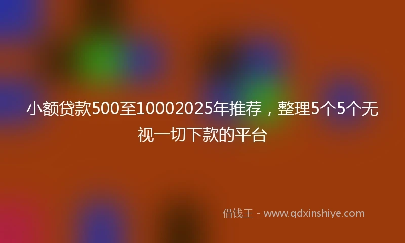 小额贷款500至10002025年推荐，整理5个5个无视一切下款的平台