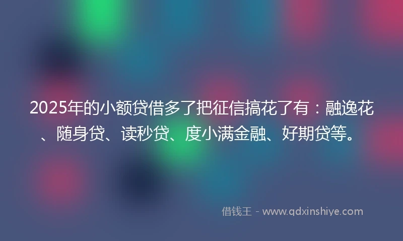 2025年的小额贷借多了把征信搞花了有：融逸花、随身贷、读秒贷、度小满金融、好期贷等。