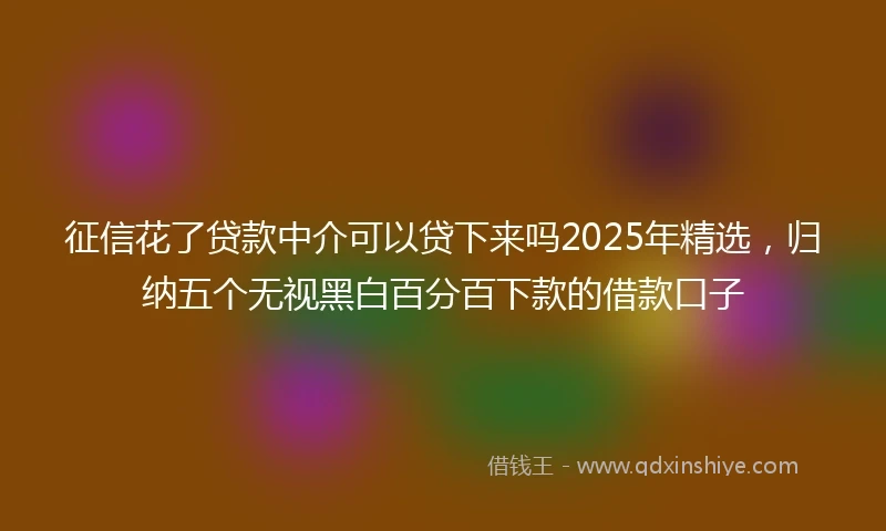 征信花了贷款中介可以贷下来吗2025年精选，归纳五个无视黑白百分百下款的借款口子