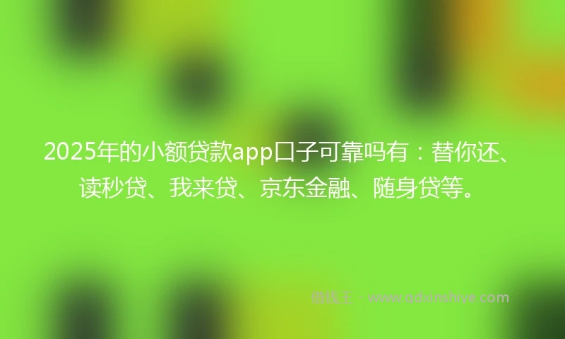 2025年的小额贷款app口子可靠吗有：替你还、读秒贷、我来贷、京东金融、随身贷等。