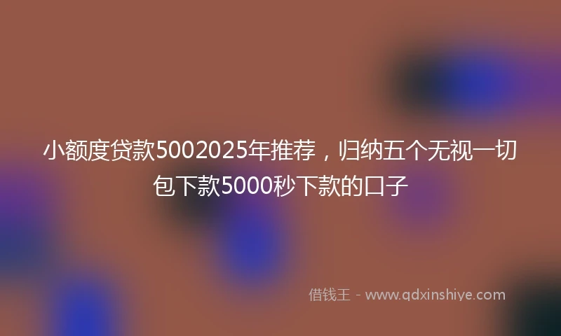 小额度贷款5002025年推荐，归纳五个无视一切包下款5000秒下款的口子