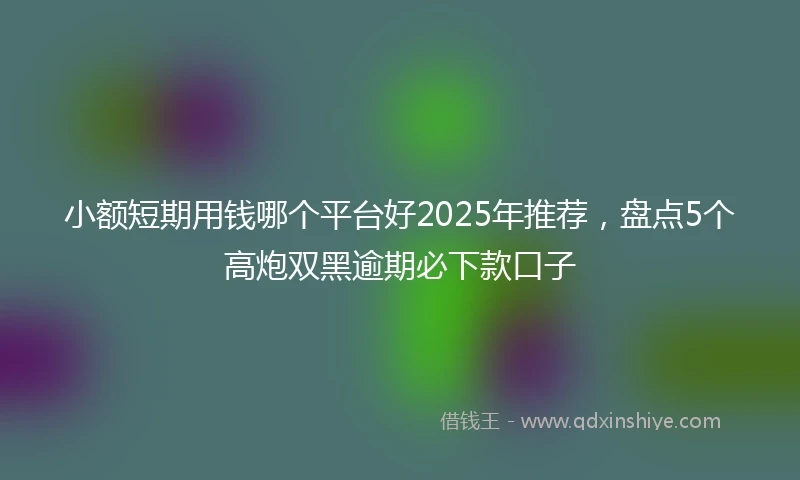 小额短期用钱哪个平台好2025年推荐，盘点5个高炮双黑逾期必下款口子