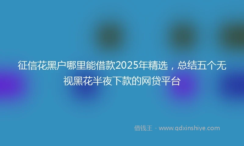 征信花黑户哪里能借款2025年精选，总结五个无视黑花半夜下款的网贷平台