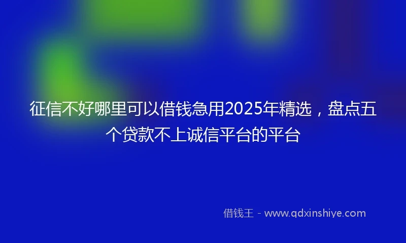 征信不好哪里可以借钱急用2025年精选，盘点五个贷款不上诚信平台的平台