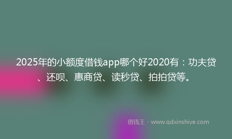 2025年的小额度借钱app哪个好2020有：功夫贷、还呗、惠商贷、读秒贷、拍拍贷等。