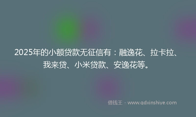 2025年的小额贷款无征信有：融逸花、拉卡拉、我来贷、小米贷款、安逸花等。