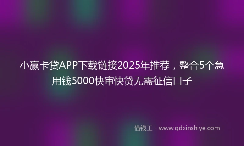 小赢卡贷APP下载链接2025年推荐，整合5个急用钱5000快审快贷无需征信口子