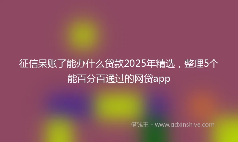 征信呆账了能办什么贷款2025年精选,整理5个能百分百通过的网贷app