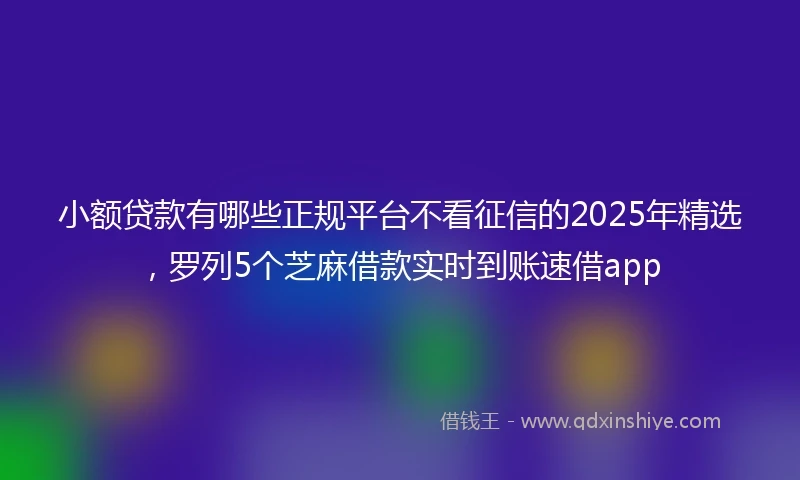 小额贷款有哪些正规平台不看征信的2025年精选，罗列5个芝麻借款实时到账速借app
