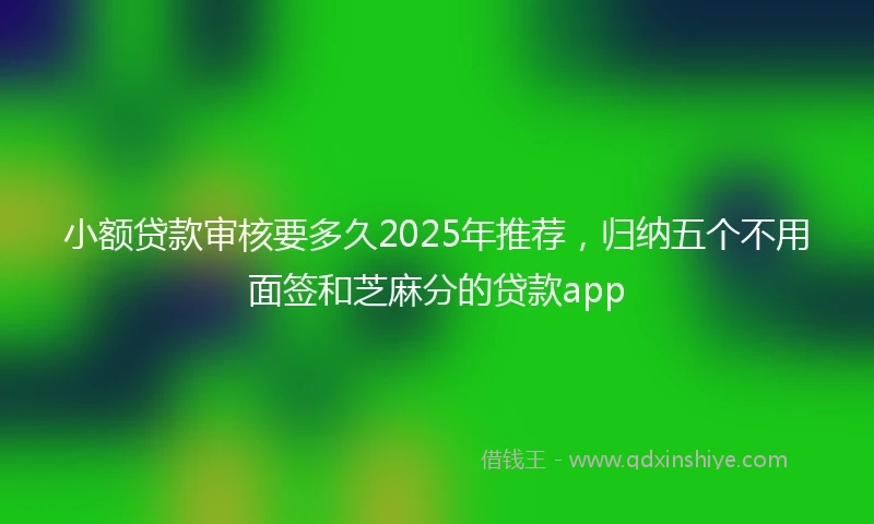 小额贷款审核要多久2025年推荐，归纳五个不用面签和芝麻分的贷款app