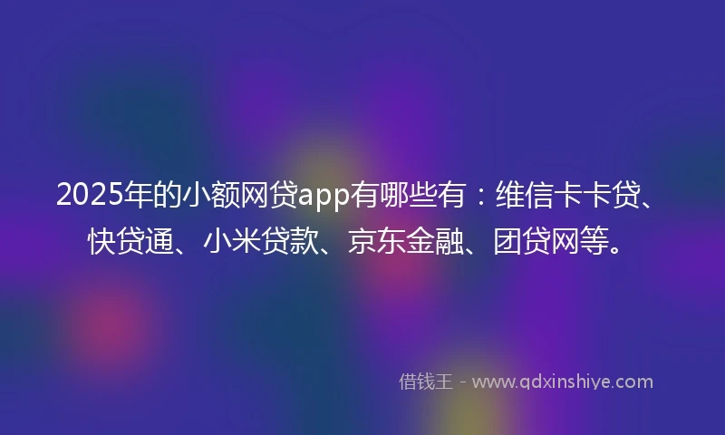 2025年的小额网贷app有哪些有：维信卡卡贷、快贷通、小米贷款、京东金融、团贷网等。