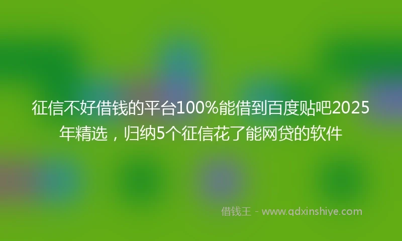 征信不好借钱的平台100%能借到百度贴吧2025年精选,归纳5个征信花了能网贷的软件
