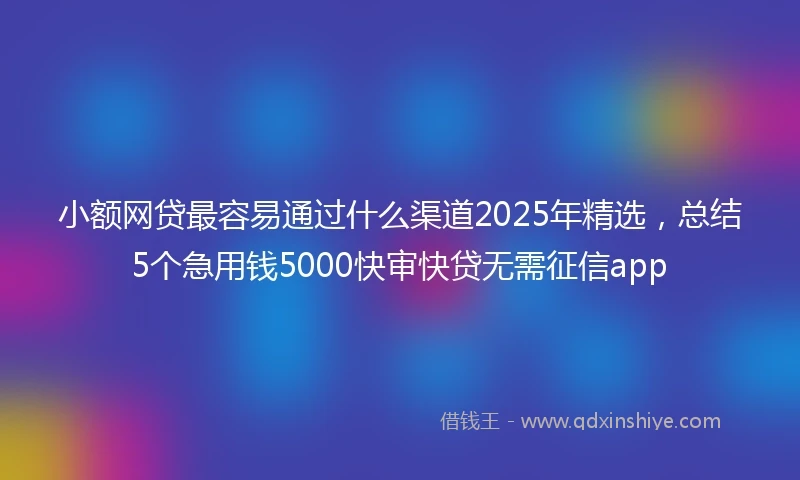 小额网贷最容易通过什么渠道2025年精选，总结5个急用钱5000快审快贷无需征信app