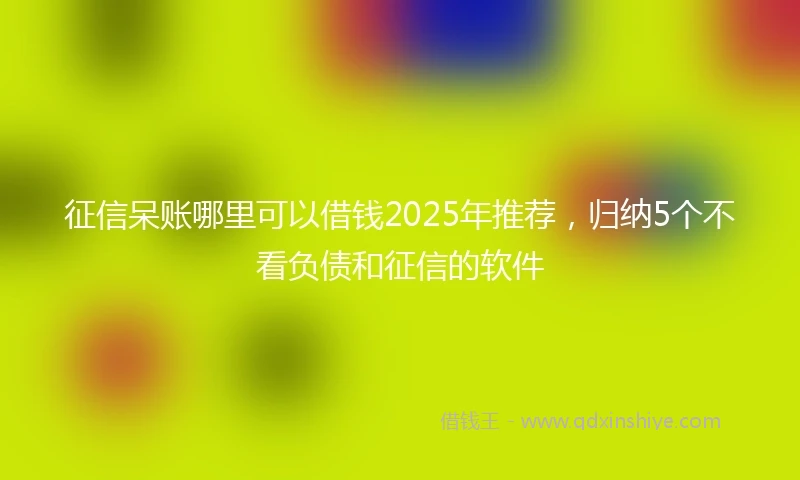 征信呆账哪里可以借钱2025年推荐，归纳5个不看负债和征信的软件