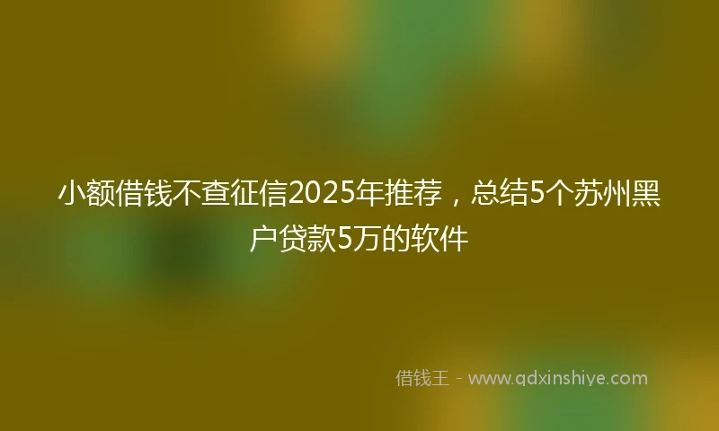 小额借钱不查征信2025年推荐，总结5个苏州黑户贷款5万的软件