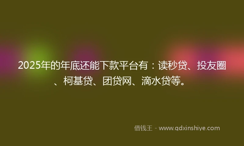 2025年的年底还能下款平台有：读秒贷、投友圈、柯基贷、团贷网、滴水贷等。