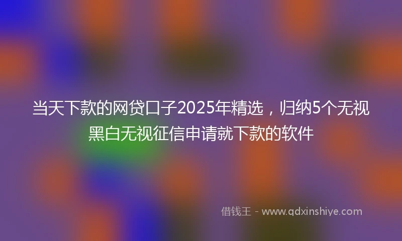 当天下款的网贷口子2025年精选，归纳5个无视黑白无视征信申请就下款的软件