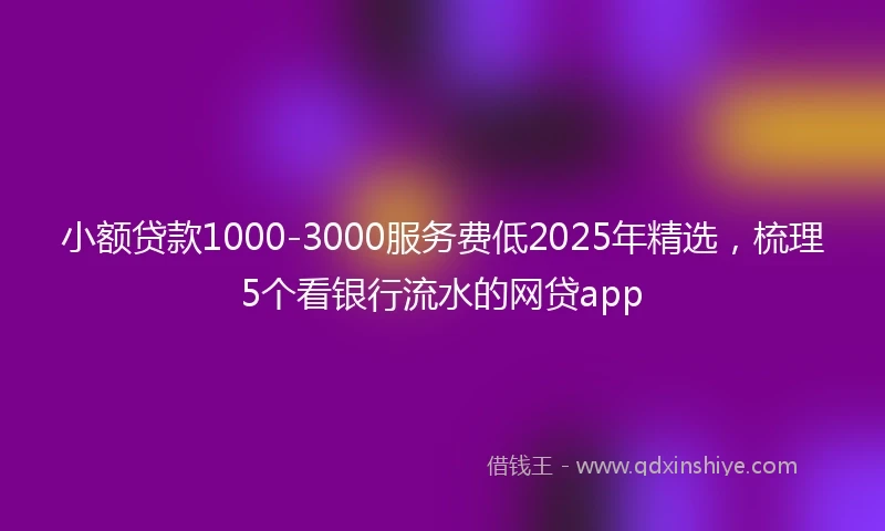 小额贷款1000-3000服务费低2025年精选，梳理5个看银行流水的网贷app