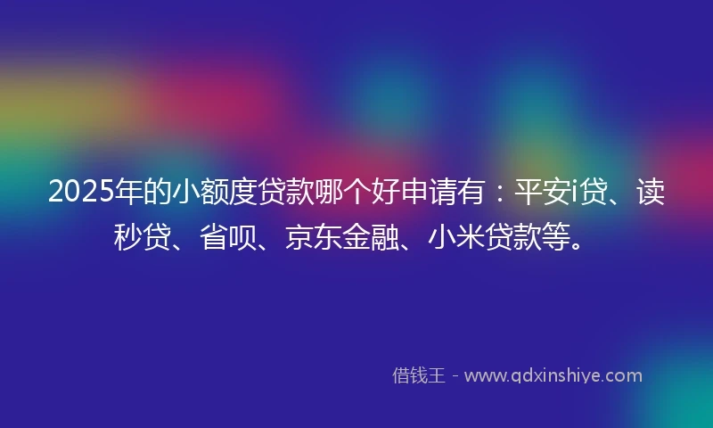 2025年的小额度贷款哪个好申请有：平安i贷、读秒贷、省呗、京东金融、小米贷款等。