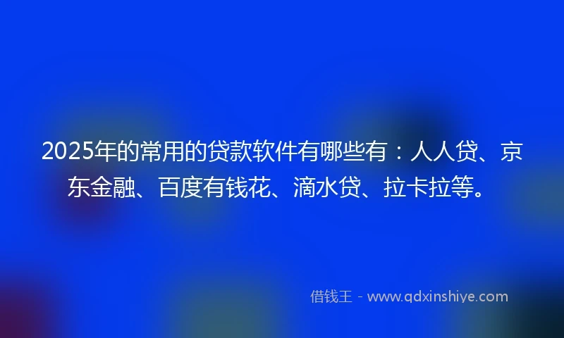 2025年的常用的贷款软件有哪些有：人人贷、京东金融、百度有钱花、滴水贷、拉卡拉等。