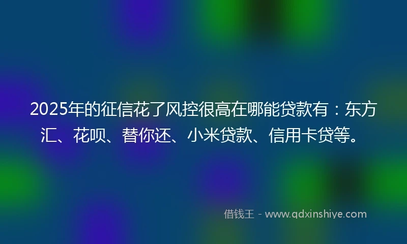 2025年的征信花了风控很高在哪能贷款有：东方汇、花呗、替你还、小米贷款、信用卡贷等。