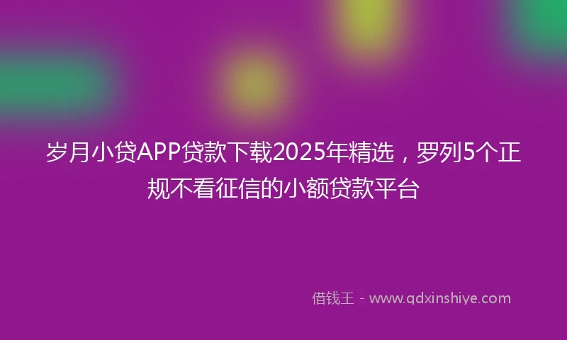 岁月小贷APP贷款下载2025年精选，罗列5个正规不看征信的小额贷款平台