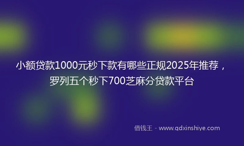 小额贷款1000元秒下款有哪些正规2025年推荐，罗列五个秒下700芝麻分贷款平台
