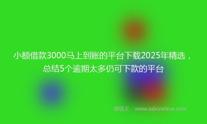 小额借款3000马上到账的平台下载2025年精选，总结5个逾期太多仍可下款的平台