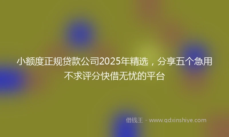 小额度正规贷款公司2025年精选，分享五个急用不求评分快借无忧的平台