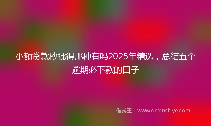 小额贷款秒批得那种有吗2025年精选，总结五个逾期必下款的口子