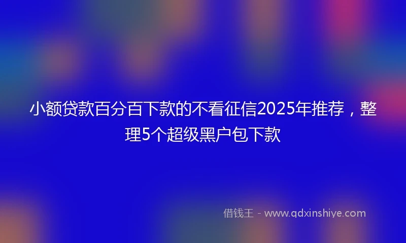 小额贷款百分百下款的不看征信2025年推荐，整理5个超级黑户包下款