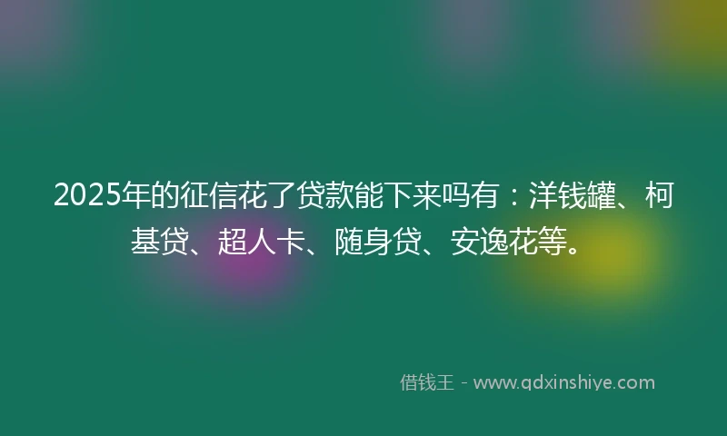 2025年的征信花了贷款能下来吗有：洋钱罐、柯基贷、超人卡、随身贷、安逸花等。