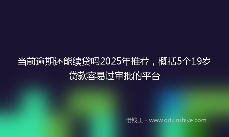 当前逾期还能续贷吗2025年推荐，概括5个19岁贷款容易过审批的平台