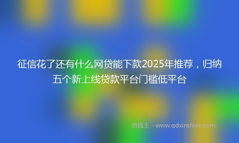征信花了还有什么网贷能下款2025年推荐，归纳五个新上线贷款平台门槛低平台
