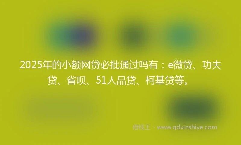 2025年的小额网贷必批通过吗有：e微贷、功夫贷、省呗、51人品贷、柯基贷等。