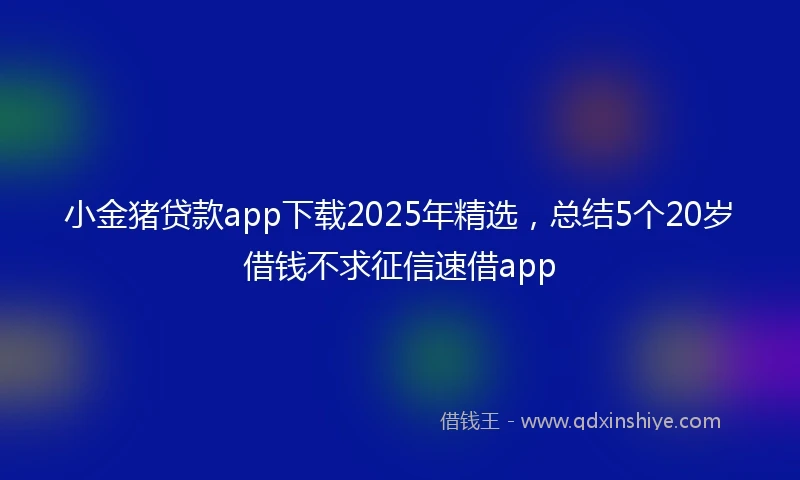 小金猪贷款app下载2025年精选，总结5个20岁借钱不求征信速借app