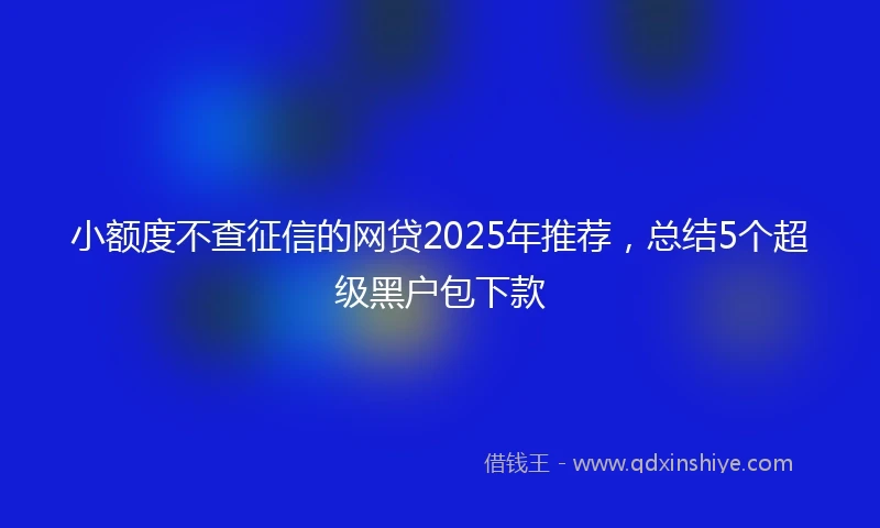 小额度不查征信的网贷2025年推荐，总结5个超级黑户包下款
