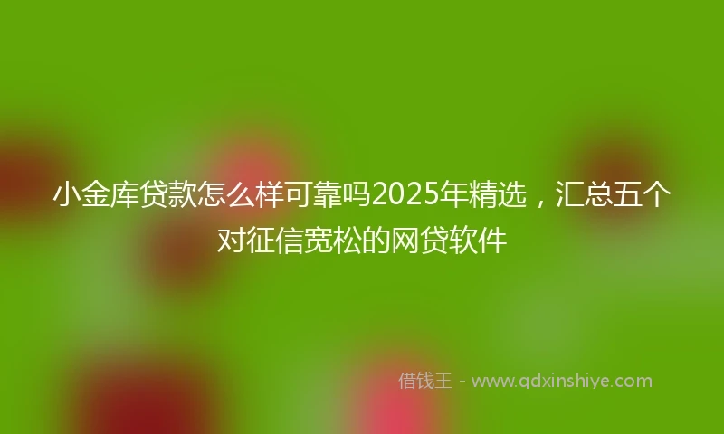 小金库贷款怎么样可靠吗2025年精选，汇总五个对征信宽松的网贷软件