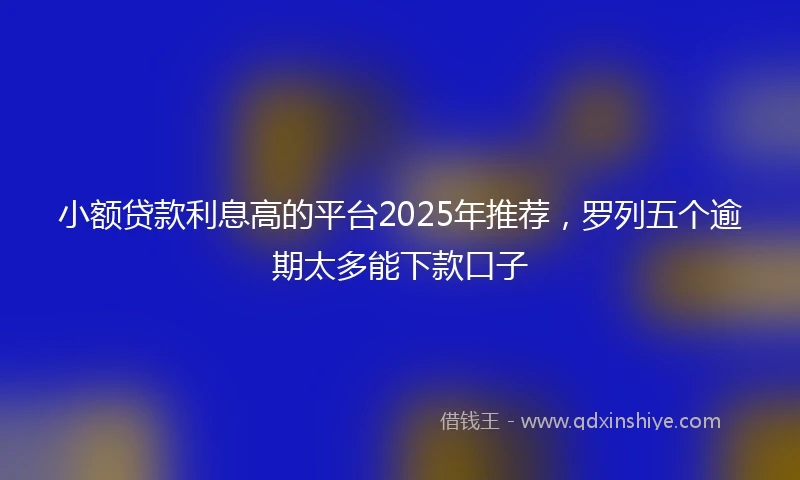 小额贷款利息高的平台2025年推荐，罗列五个逾期太多能下款口子