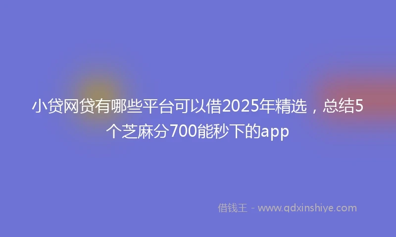 小贷网贷有哪些平台可以借2025年精选，总结5个芝麻分700能秒下的app