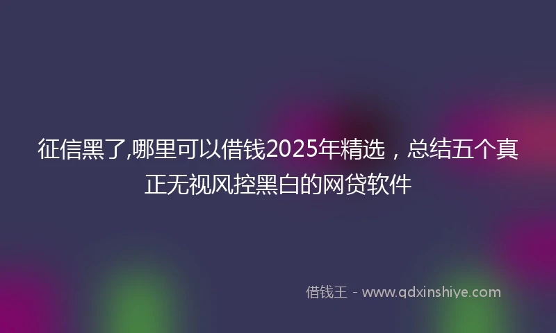 征信黑了,哪里可以借钱2025年精选，总结五个真正无视风控黑白的网贷软件