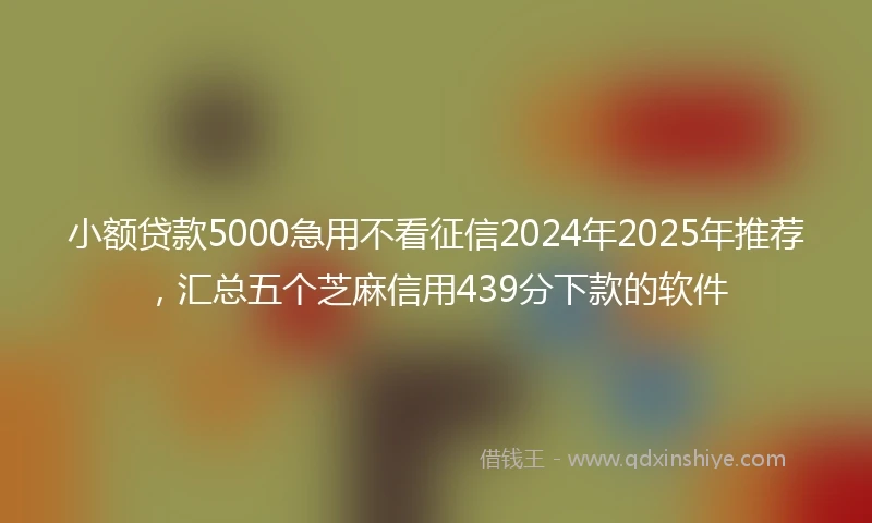 小额贷款5000急用不看征信2024年2025年推荐，汇总五个芝麻信用439分下款的软件