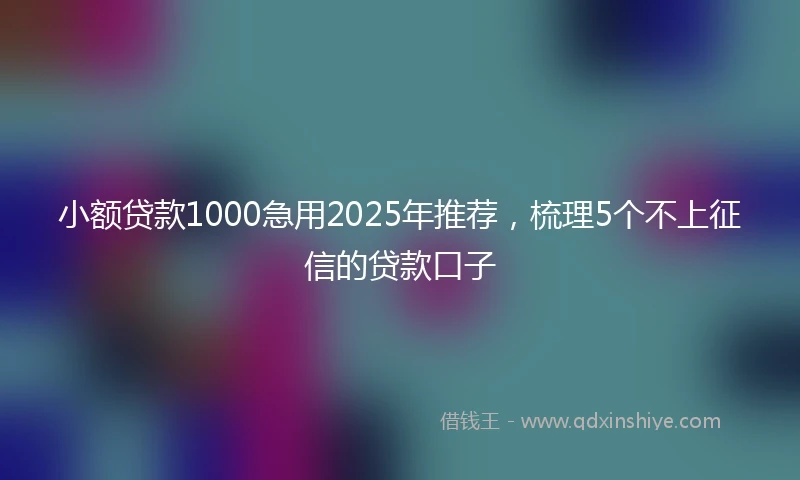 小额贷款1000急用2025年推荐，梳理5个不上征信的贷款口子