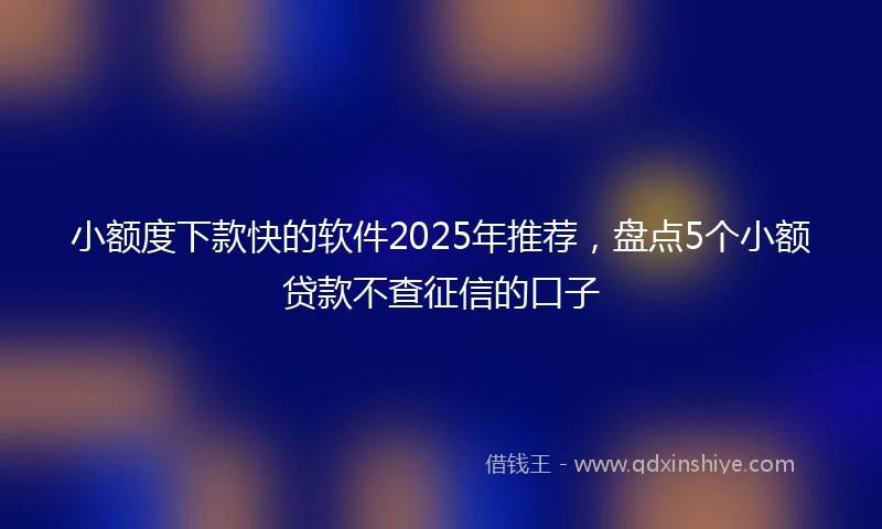 小额度下款快的软件2025年推荐，盘点5个小额贷款不查征信的口子