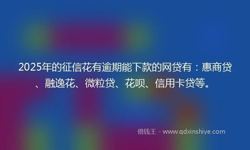 2025年的征信花有逾期能下款的网贷有：惠商贷、融逸花、微粒贷、花呗、信用卡贷等。