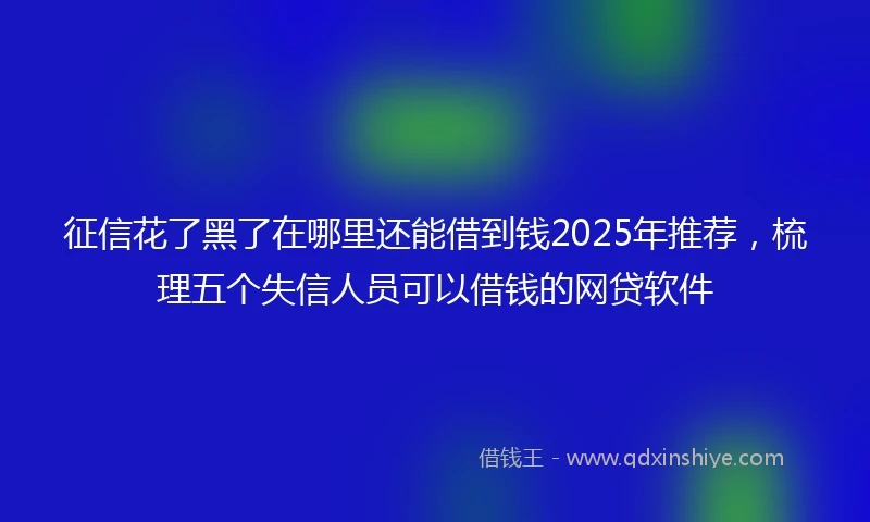 征信花了黑了在哪里还能借到钱2025年推荐，梳理五个失信人员可以借钱的网贷软件