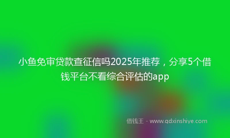 小鱼免审贷款查征信吗2025年推荐，分享5个借钱平台不看综合评估的app