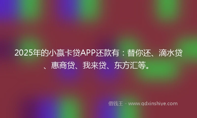 2025年的小赢卡贷APP还款有：替你还、滴水贷、惠商贷、我来贷、东方汇等。