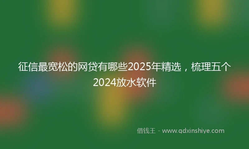 征信最宽松的网贷有哪些2025年精选，梳理五个2024放水软件
